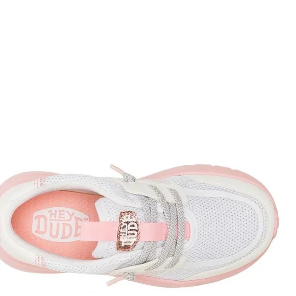 Hey Dude Sirocco Play Pink/White Sneakers Youth NWT - Picture 4 of 7